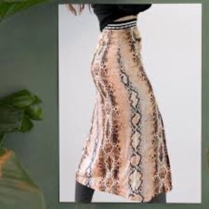 mage animal print skirt size 38 midi snake print slit viscose satin